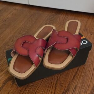 Women's Red Knot-Detail Slide Sandals